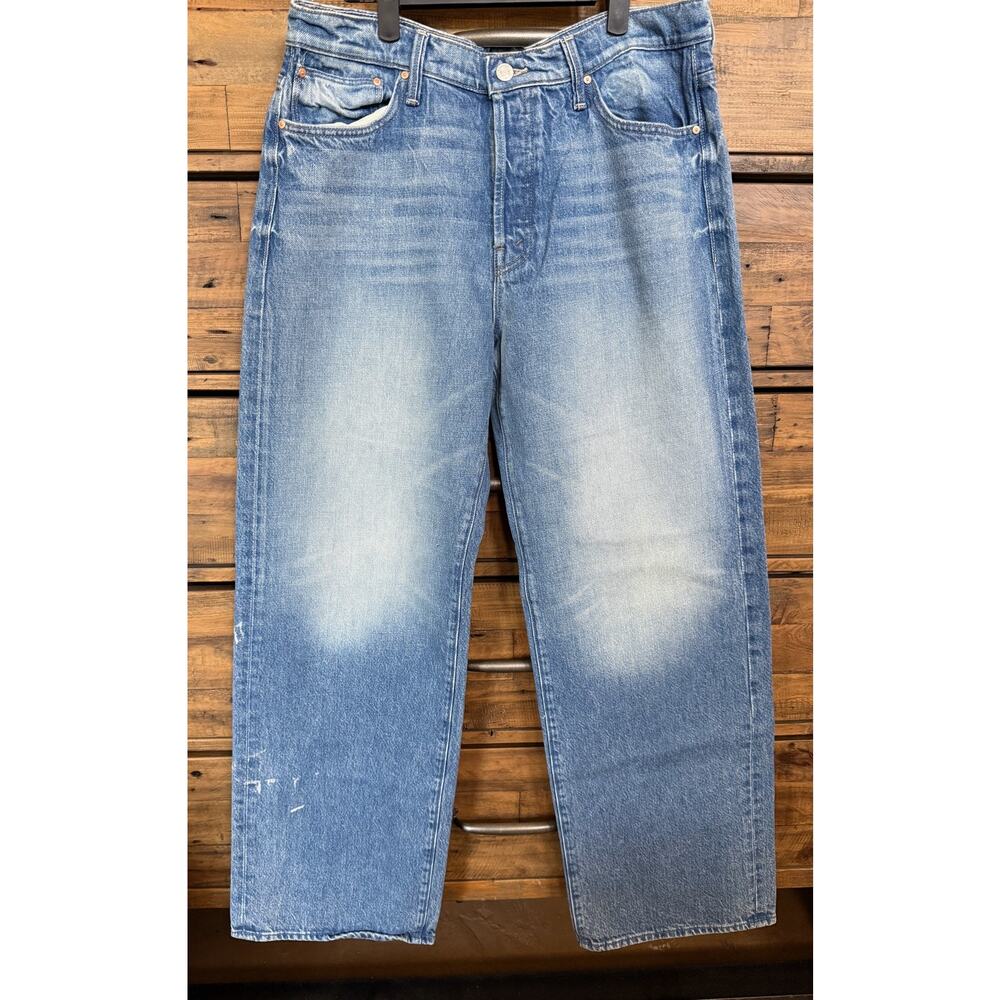 Mother Superior The Dodger Button Sneak Wide Leg Jeans Womens 29 Blue Denim - Picture 3 of 16